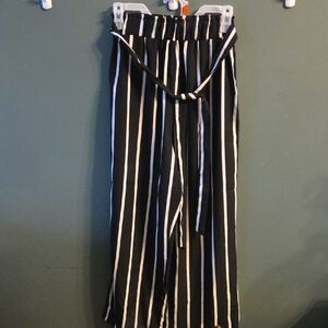 SHEIN Black and White Striped Wide Leg Pants